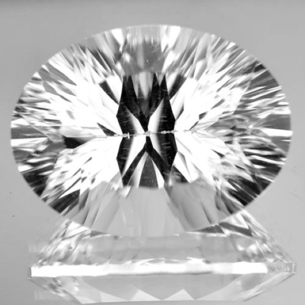 CONCAVE CUT~ 16.76 Cts Natural Sparkling White Quartz Oval Cut Brazil